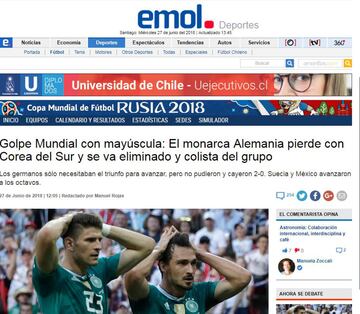 La prensa internacional reportó así la eliminación de Alemania