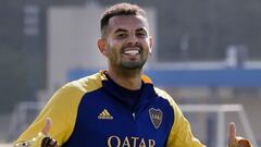 Edwin Cardona en un entrenamiento de Boca Juniors