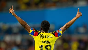 Jose Zuniga celebrates his goal 2-2 of America during the match between America and Minnesota United FC as part of Phase One of the Leagues Cup 2025 at Shell Energy Stadium on August 02, 2024 in Houston, Texas, United States.