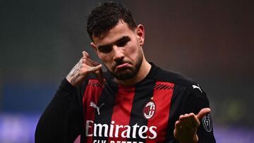 AC Milan's French defender Theo Hernandez celebrates after scoring during the Italian Serie A football match AC Milan vs Lazio Rome on December 23, 2020 at the San Siro stadium in Milan. (Photo by Marco BERTORELLO / AFP)
