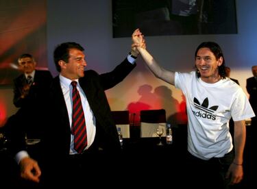 Joan Laporta y Leo Messi.