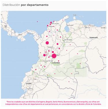 Mapa de casos y muertes por coronavirus por departamentos en Colombia: hoy, 22 de julio