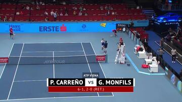Carreño avanza ante un Monfils que se retiró por lesión
