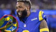 &iexcl;Estilo dentro y fuera del campo! Odell Beckham Jr. luce un par de zapatos personalizados de $200,000 con diamantes para el prejuego del Super Bowl LVI.