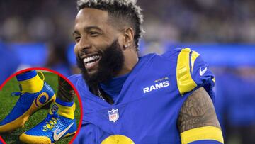 ¡Estilo dentro y fuera del campo! Odell Beckham Jr. luce un par de zapatos personalizados de $200,000 con diamantes para el prejuego del Super Bowl LVI.