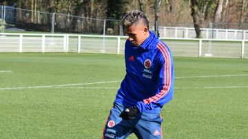 V&iacute;ctor Cantillo durante un entrenamiento con la Selecci&oacute;n Colombia.