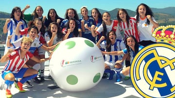 Jugadoras de los equipos participantes en la presentaci&oacute;n de la temporada de la Liga Iberdrola.