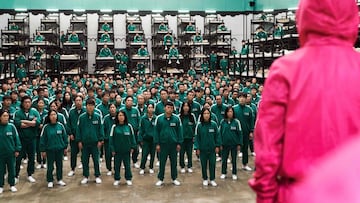 This handout image Courtesy of Netflix shows a scene of South Korea's "Squid Game" Season one. - A dystopian vision of a polarised society, Netflix smash hit "Squid Game" blends a tight plot, social allegory and uncompromising vio