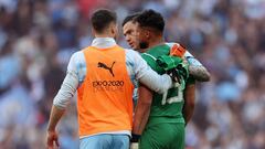 Soccer Football - FA Cup Semi Final - Manchester City v Liverpool - Wembley Stadium, London, Britain - April 16, 2022 Manchester City's Zack Steffen looks dejected after the match Action Images via Reuters/Carl Recine