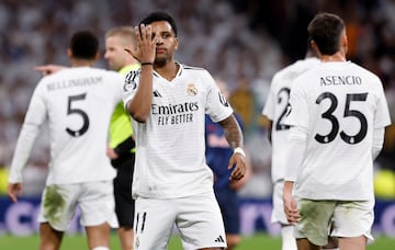 1-0. Rodrygo celebra el primer tanto.