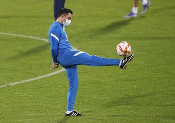 Barcelona head coach Xavi Hernández during training at the Prince Faisal Bin Fahd Stadium, Riyadh, Saudi Arabia.