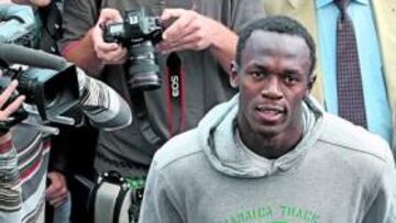 <b>EXPECTACIÓN. </b>El jamaicano Usain Bolt durante un acto promocional previo al mitin de Bruselas.