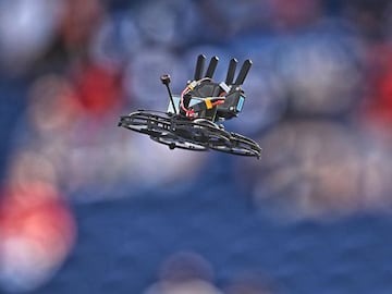 CANTON, OHIO - JUNE 25: A drone flies over the field in the third quarter of the game between the Philadelphia Stars and the New Jersey Generals at Tom Benson Hall of Fame Stadium on June 25, 2022 in Canton, Ohio. (Photo by Jason Miller/USFL/Getty Images)