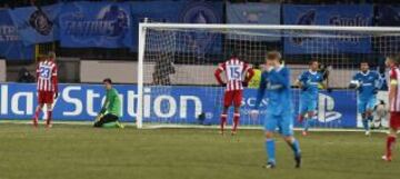 Gol 1-1 Gol de Alderweireld (P.P) Jugada desgraciada del conjunto rojiblanco pues Courtois se durmió ante un inofensivo despeje muy bombeado del central belga y provoca el gol del empate de los rusos. Este tanto le va a dar alas al Zenit