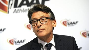 El presidente de la IAAF Sebastian Coe, durante una rueda de prensa.