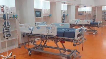 Nuevas camas de UCI habilitadas en el gimnasio del Hospital Universitario Central de Asturias (HUCA) para pacientes con coronavirus, COVID-19.