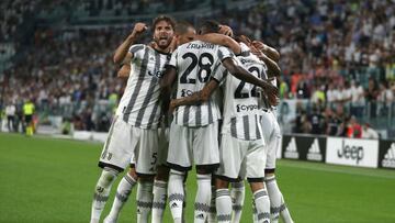 Jugadores de Juventus celebrando un gol en Serie A.