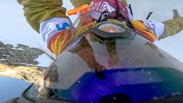 Núria Castán cayendo en POV en el Baqueira Beret Pro by Movistar del Freeride World Tour 2025.