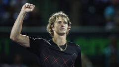 Alexander Zverev celebra su pase a las semifinales del torneo de Miami. 