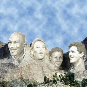 Curioso montaje de las caras del Monte Rushmore. Jordan, Pelé, Carl Lewis e Indurain son los sustitutos de los presidentes estadounidenses.