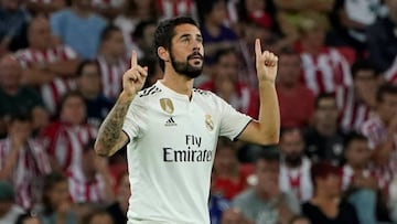 Isco celebra su gol en San Mamés.