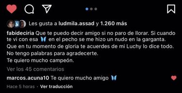 El gesto de Acuña tras ganar la Copa América que hará llorar