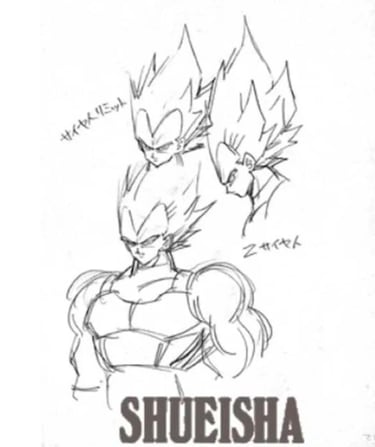 This is the never-before-seen transformation of Vegeta, as drawn by Akira Toriyama, that was discarded from Dragon Ball