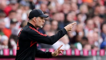 Munich (Germany), 10/01/2023.- Munich's head coach Thomas Tuchel recats during the German Bundesliga soccer match between FC Bayern Munich vs RB Leipzig in Munich, Germany, 20 May 2023. (Alemania) EFE/EPA/Anna Szilagyi (ATTENTION: The DFL regulations prohibit any use of photographs as image sequences and/or quasi-video.)
