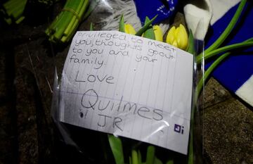 Soccer Football - Cardiff City Press Conference - Cardiff City Stadium, Cardiff, Britain - January 22, 2019 General view of tributes left outside the stadium for Emiliano Sala REUTERS/Rebecca Naden