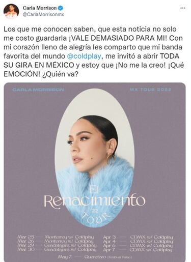 Por error, Carla Morrison filtra nuevas fechas de los conciertos de Coldplay en México