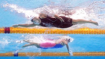 Ledecky y Mireia de fondo.