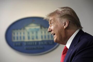 Washington, Dc (Usa), 23/07/2020.- US President Donald J. Trump speaks about the government's response to the coronavirus pandemic during a news conference at the White House in Washington, DC, USA, 23 July 2020. (Estados Unidos) EFE/EPA/Yuri Gripas / POO