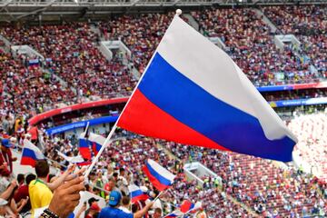 La afición rusa en el estadio de Luzhniki.
