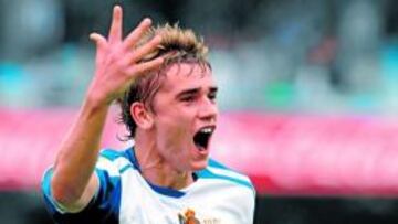 <b>REVELACIÓN. </b>Griezmann celebra uno de sus goles con la Real.