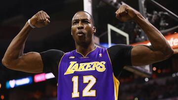 SAN ANTONIO, TX - APRIL 24:  Dwight Howard #12 of the Los Angeles Lakers reacts after being fouled against the San Antonio Spurs during Game Two of the Western Conference Quarterfinals of the 2013 NBA Playoffs at AT&amp;T Center on April 24, 2013 in San Antonio, Texas. NOTE TO USER: User expressly acknowledges and agrees that, by downloading and or using this photograph, User is consenting to the terms and conditions of the Getty Images License Agreement.  (Photo by Ronald Martinez/Getty Images) 