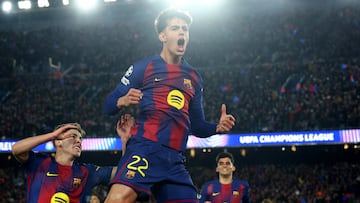 Soccer Football - UEFA Champions League - Round of 16 - Second Leg - FC Barcelona v Newcastle United - Spotify Camp Nou, Barcelona, Spain - March 18, 2026 FC Barcelona's Marc Bernal celebrates scoring their second goal REUTERS/Albert Gea