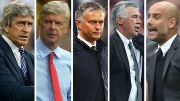 Pellegrini, Wenger, Mourinho, Ancelotti y Pep Guardiola.