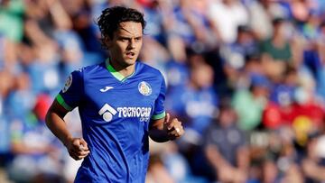 Enes Ünal durante el último partido que el Getafe jugó en el Coliseum contra la Real Sociedad.