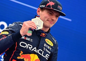 Max Verstappen celebrando su victoria de la carrera al Sprint