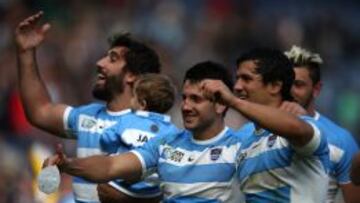 Euforia en Los Pumas tras la victoria.