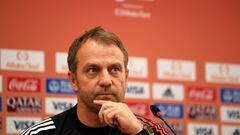 Hans-Dieter Flick, Head Coach of FC Bayern Munich looks on during a Press Conference ahead of the FIFA Club World Cup Qatar 2020 on February 10, 2021 in Doha. 