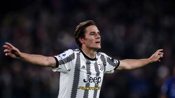 Juventus midfielder Nicolo Fagioli (44) celebrates after scoring his goal to make it 2-0 during the Serie A football match n.13 JUVENTUS - INTER on November 06, 2022 at the Allianz Stadium in Turin, Piedmont, Italy. Final result: Juventus-Inter 2-0. (Photo by Matteo Bottanelli/NurPhoto via Getty Images)