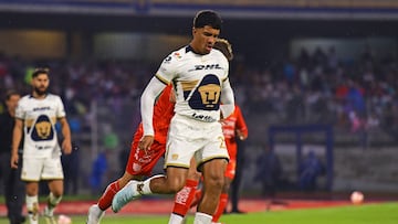 during the 4th round match between Pumas UNAM and Necaxa as part of the Liga BBVA MX, Torneo Apertura 2025 at Olimpico Universitario Stadium, on August 10, 2025 in Mexico City, Mexico.