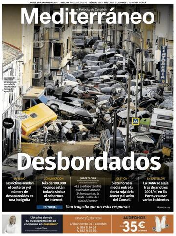 ¡°No camin¨¢is solos¡±: la prensa copa sus portadas con la cat¨¢strofe de la DANA