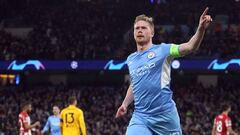 De Bruyne celebra su gol al Atleti, el 1-0.