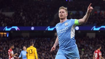 De Bruyne celebra su gol al Atleti, el 1-0.