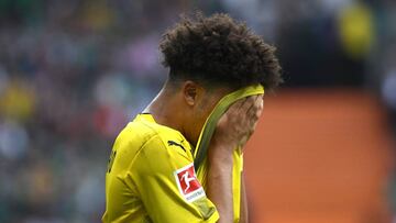 Bremen (Germany), 29/04/2018.- Dortmund's Jadon Sancho during the German Bundesliga soccer match between SV Werder Bremen and Borussia Dortmund in Bremen, Germany, 29 April 2018. (Rusia, Alemania) EFE/EPA/DAVID HECKER (EMBARGO CONDITIONS - ATTENTION:
