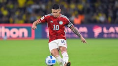 James Rodríguez durante el partido entre Ecuador y Colombia por las Eliminatorias Sudamericanas rumbo al Mundial 2026.