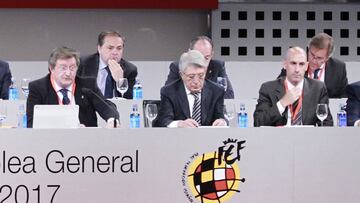 Larrea y Rubiales flanquean a Cerezo en la última asamblea federativa.