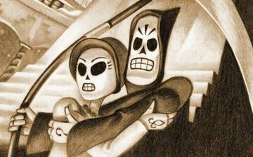 Mercedes Colomar y Manny Calavera en la portada de Grim Fandango Remastered